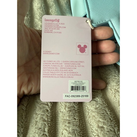 Loungefly Disney Cinderella 75th Anniversary Crossbody Bag Blue WDTB3155 NWT - Picture 5 of 5